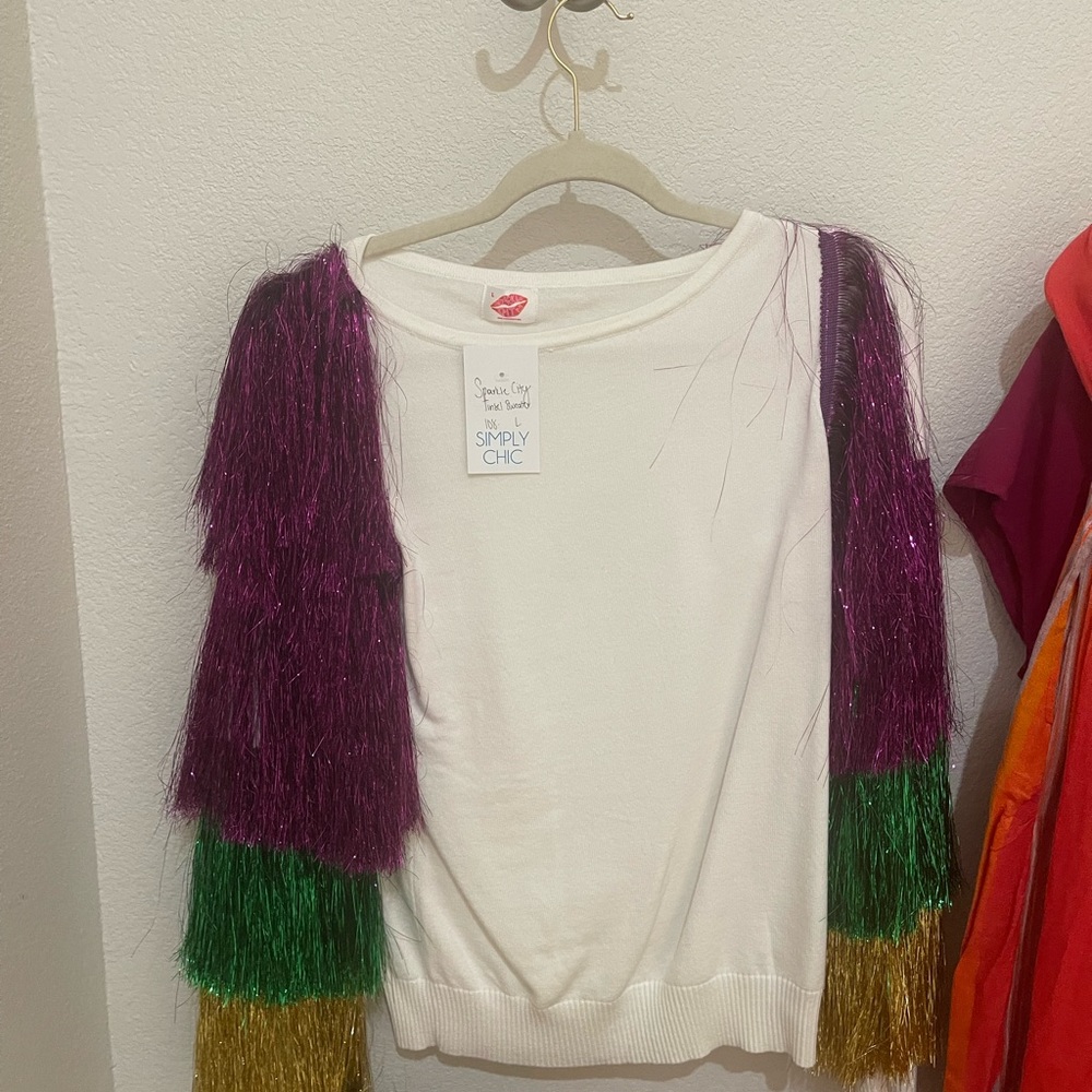Mardi Gras Fringe Sweater